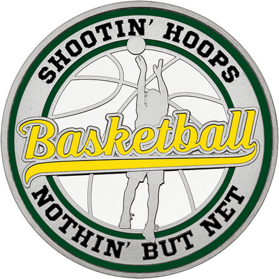 Yellow "Basketball" with Dark Green Outer Circular Borders